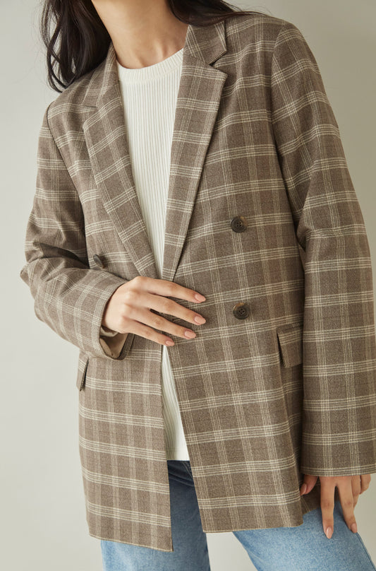 Blazer Bovary Marron Cuadros Grandes